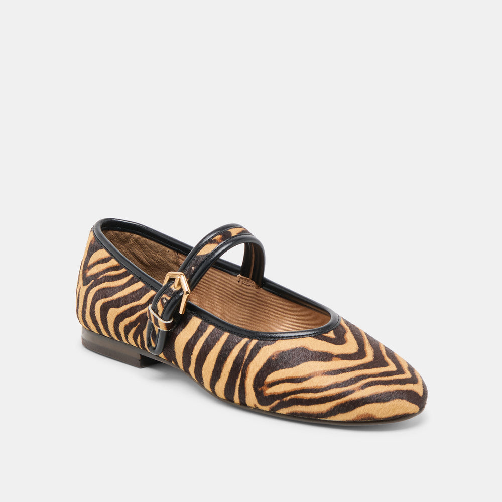 Roslyn Tiger Calf Hair Ballet Flats | Women Dolce Vita