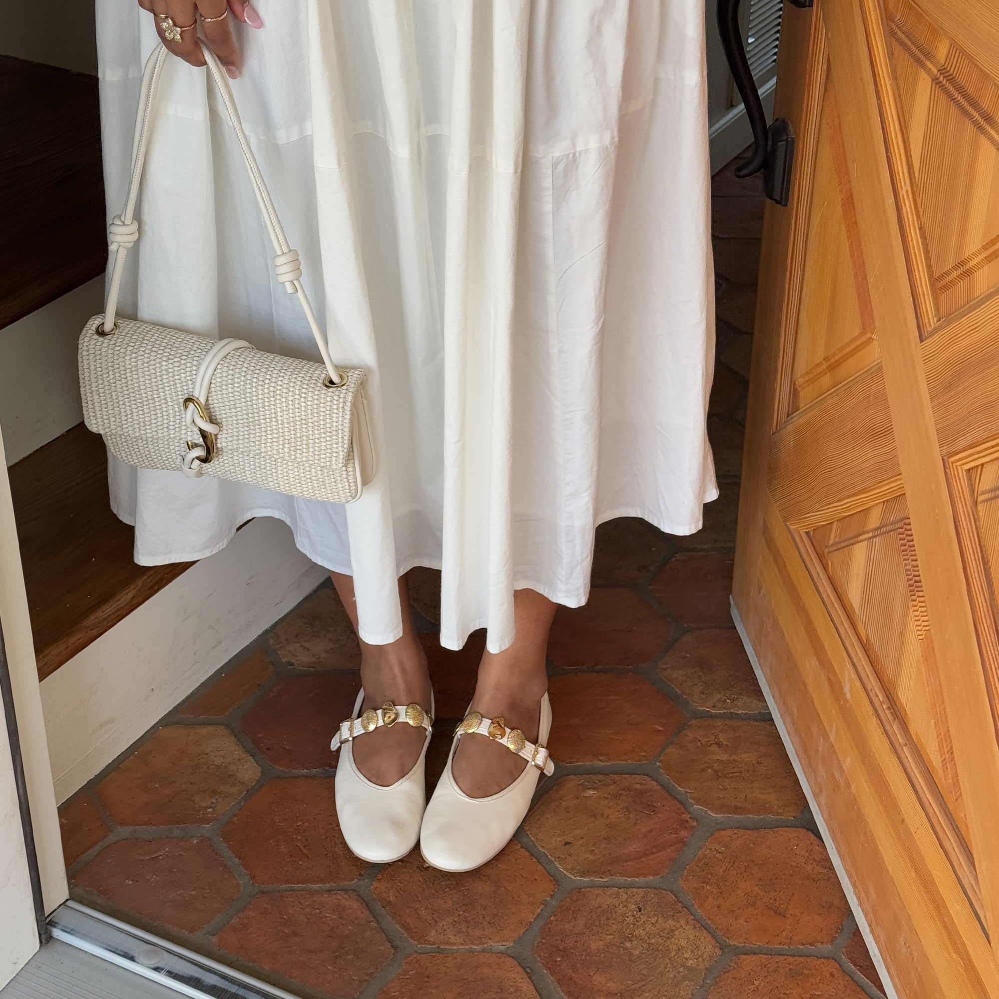 Relan Off White Leather Ballet Flats | Women Dolce Vita