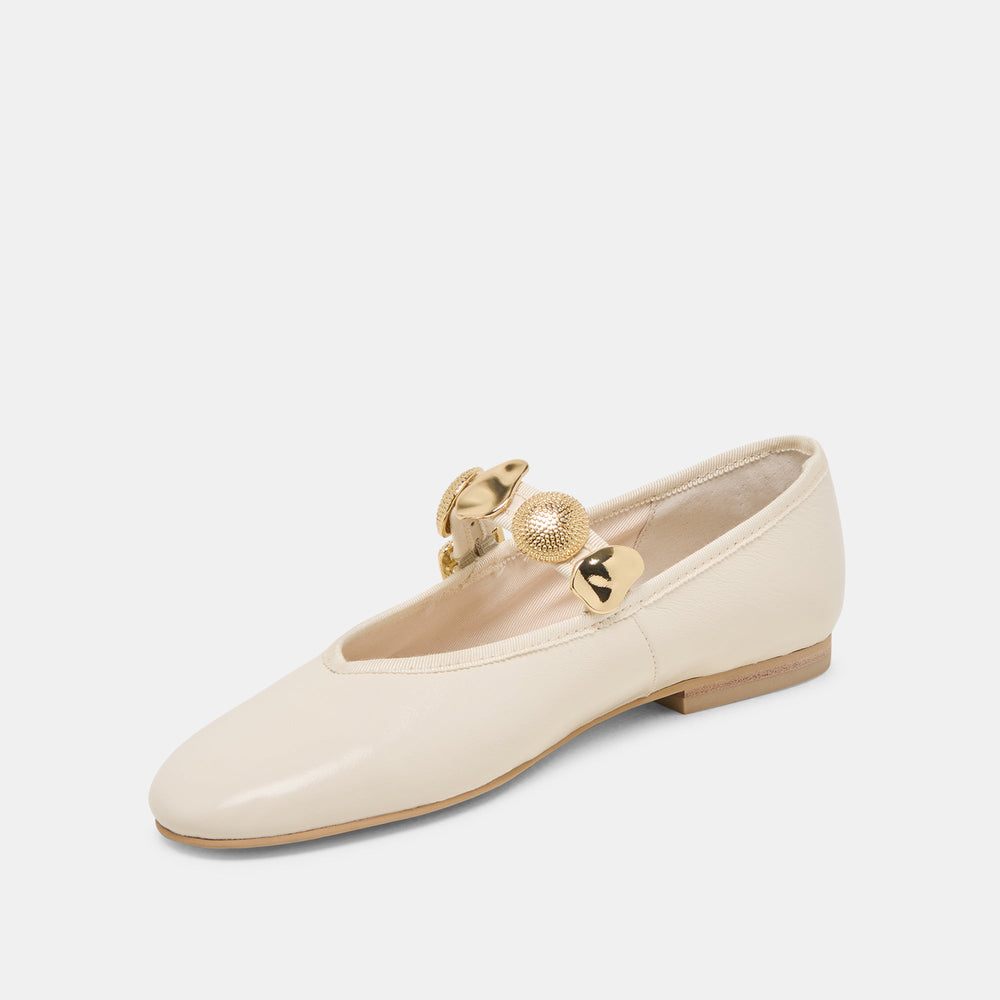 Relan Off White Leather Ballet Flats | Women Dolce Vita