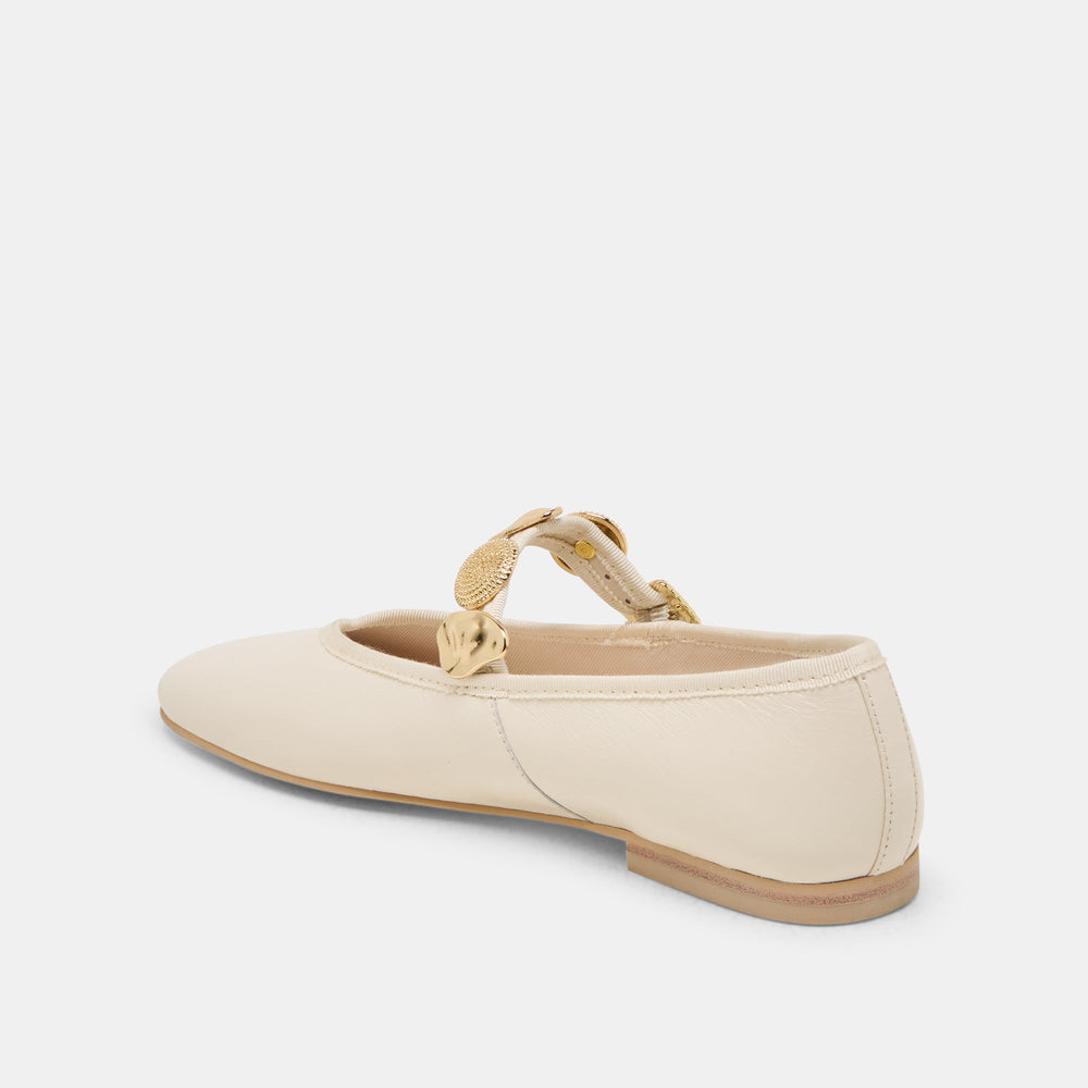 Relan Off White Leather Ballet Flats | Women Dolce Vita