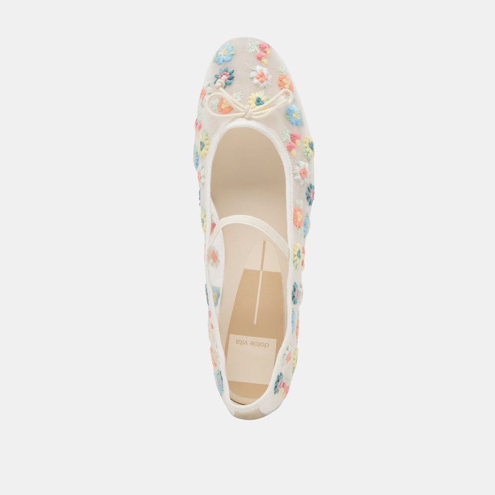 CADEL FLORAL BALLET FLATS IVORY FLORAL MESH | Dolce Vita Women