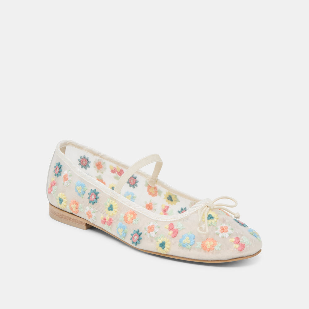 CADEL FLORAL BALLET FLATS IVORY FLORAL MESH | Dolce Vita Women