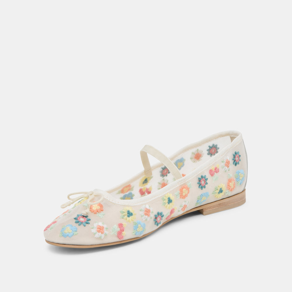 CADEL FLORAL BALLET FLATS IVORY FLORAL MESH | Dolce Vita Women