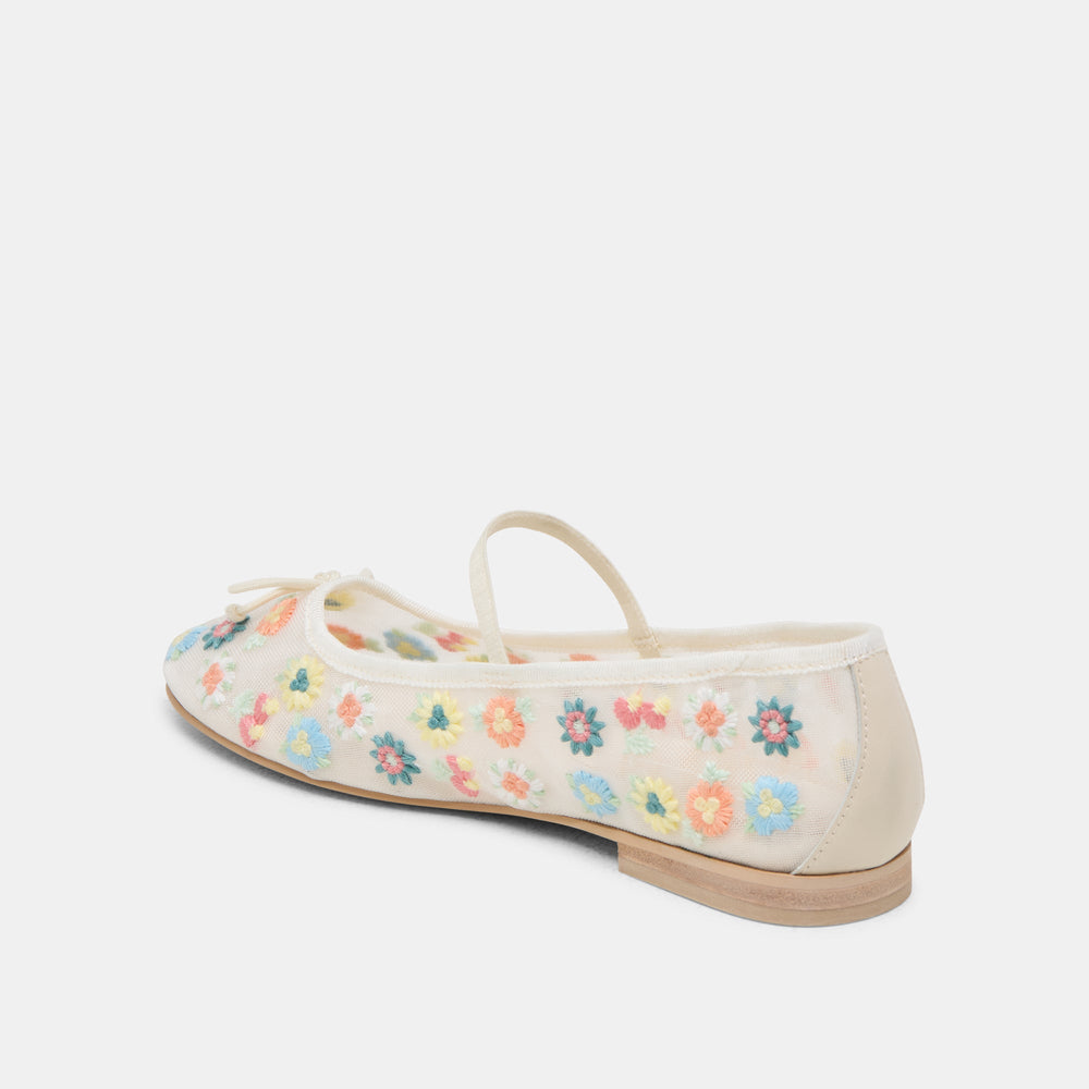 CADEL FLORAL BALLET FLATS IVORY FLORAL MESH | Dolce Vita Women