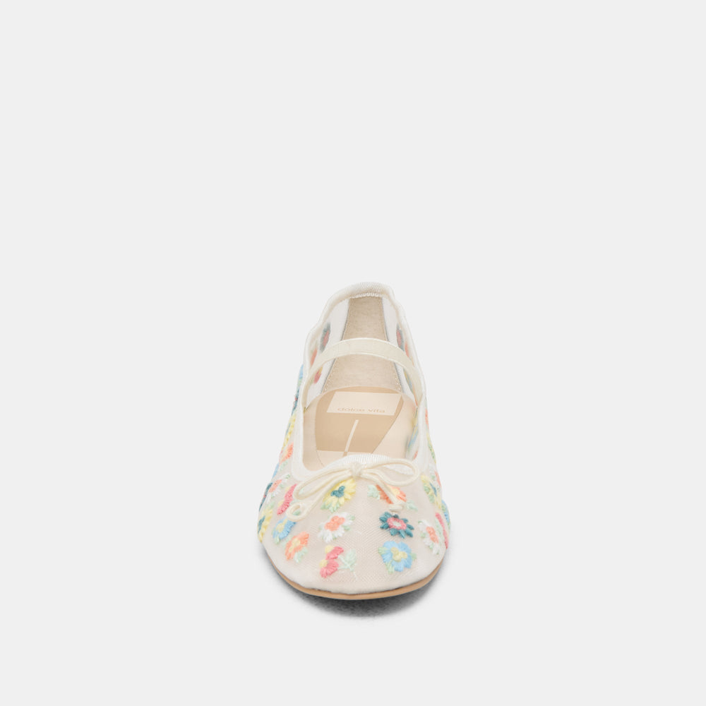 CADEL FLORAL BALLET FLATS IVORY FLORAL MESH | Dolce Vita Women