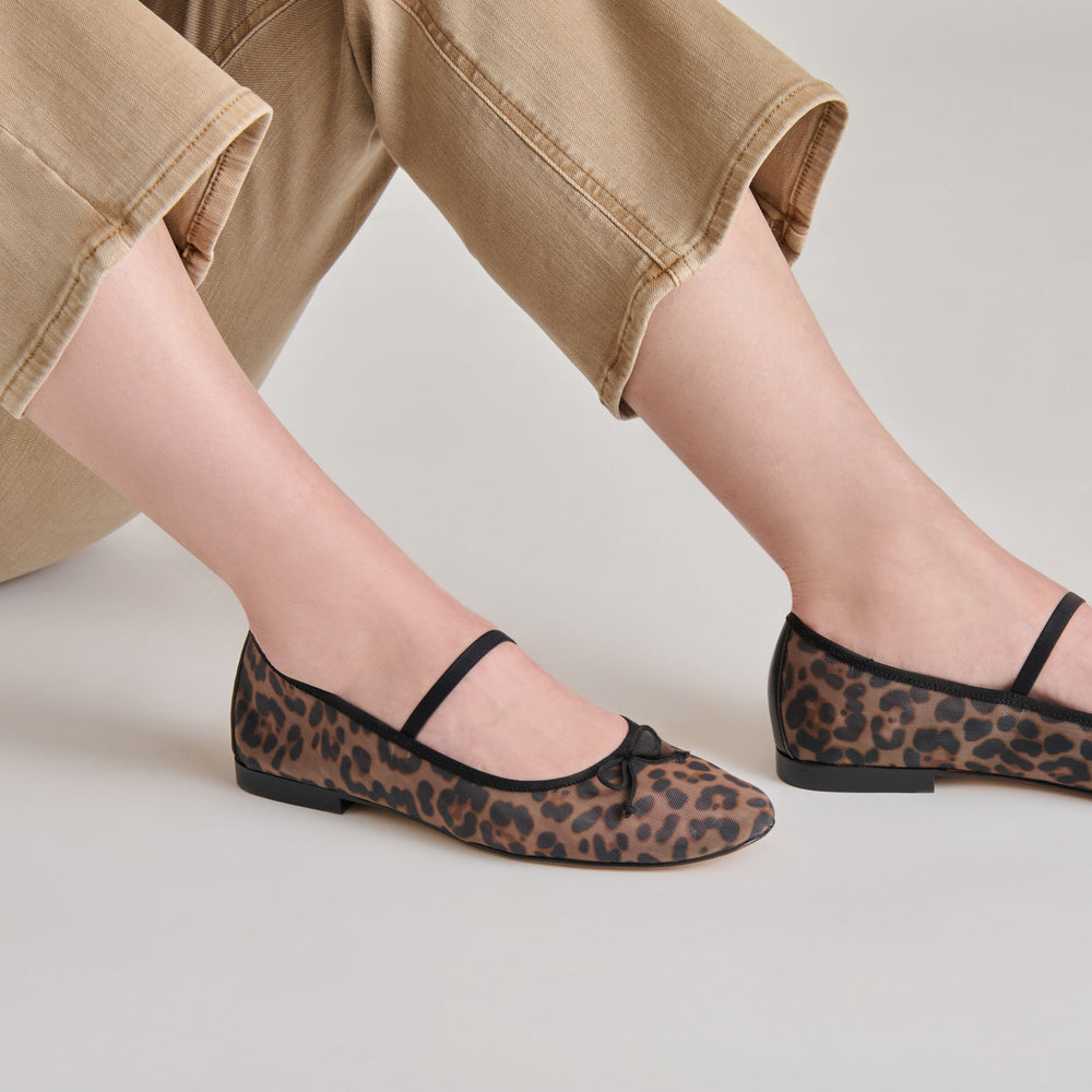 CADEL BALLET FLATS DK LEOPARD MESH | Women Dolce Vita
