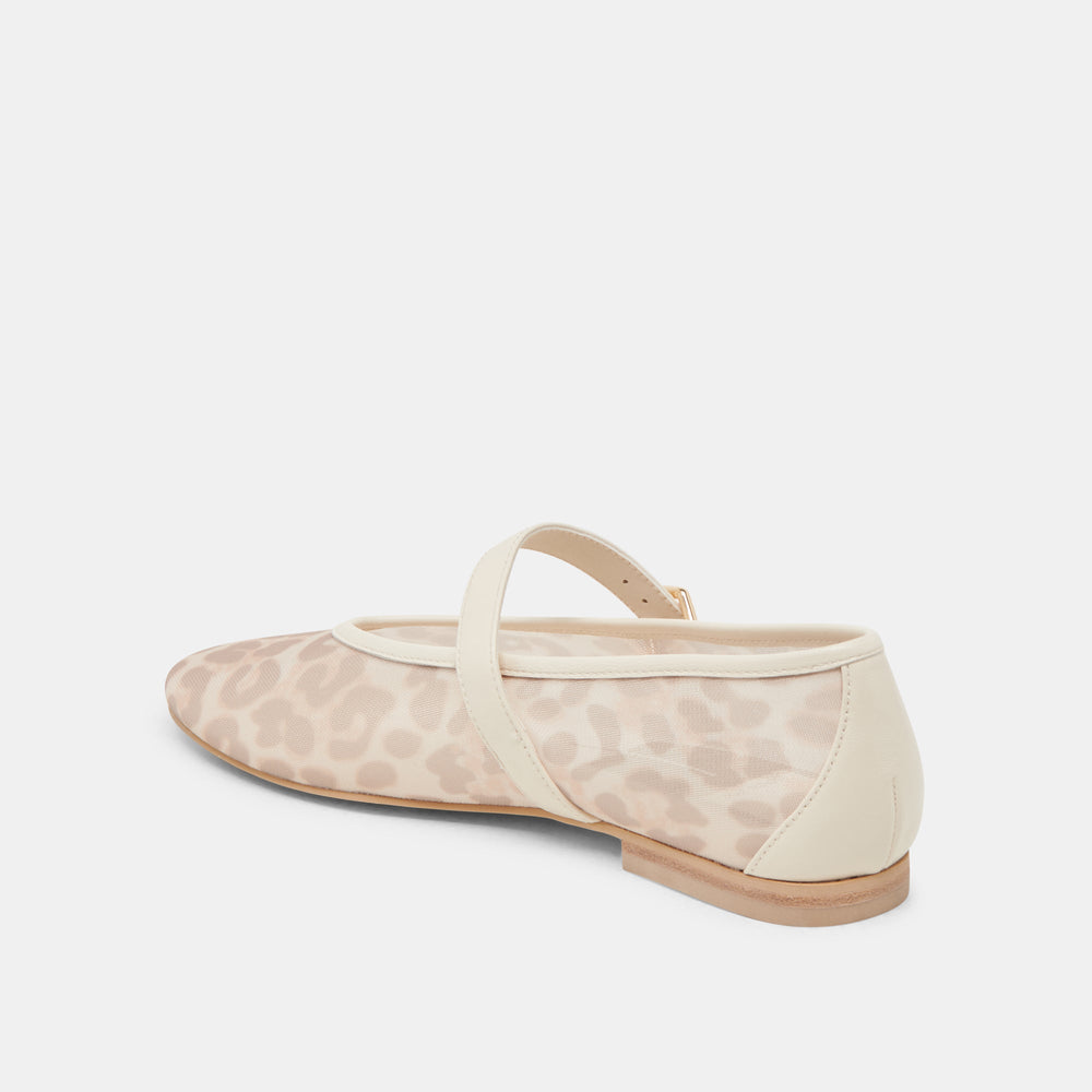 ROSLYN BALLET FLATS WHITE LEOPARD MESH | Dolce Vita Women
