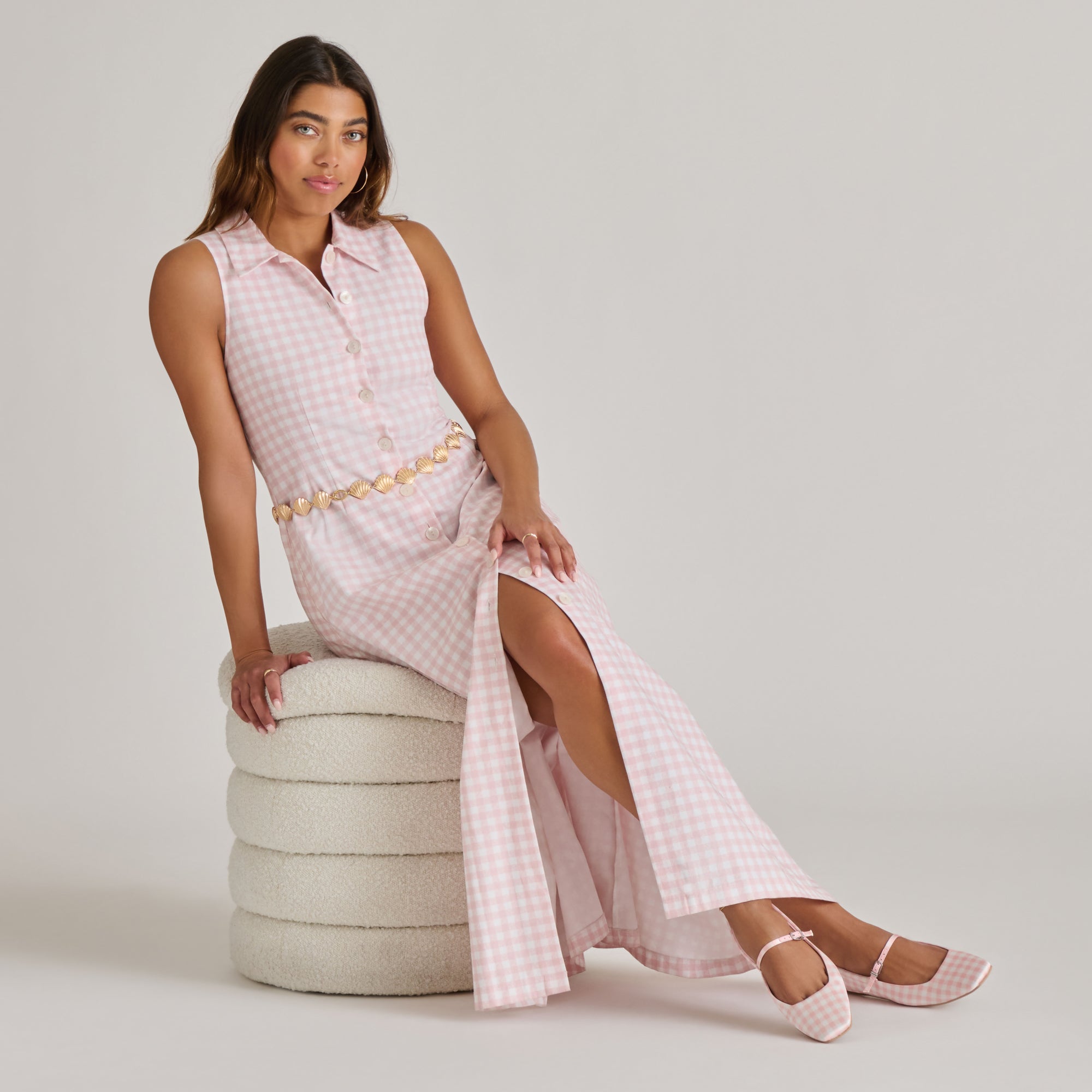 Reyes X Byrdie Golf Pink Plaid Gingham Ballet Flats | Women Dolce Vita