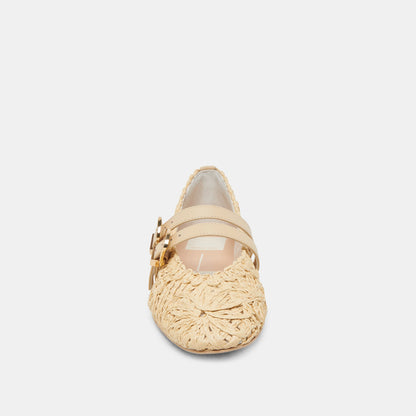 BAYLEE SUNFLOWER WIDE BALLET FLATS LT NATURAL MACRAME - Dolce Vita
