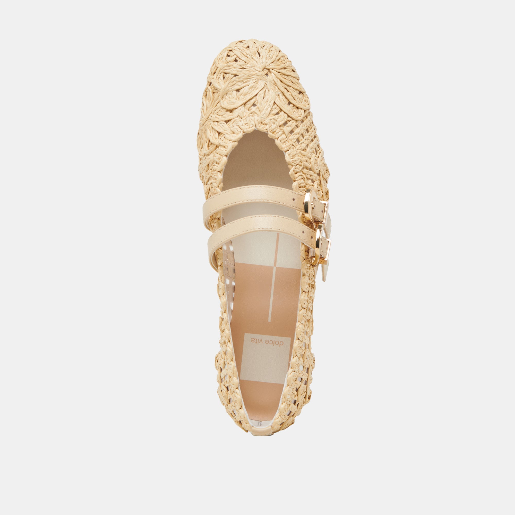 BAYLEE SUNFLOWER WIDE BALLET FLATS LT NATURAL MACRAME | Women Dolce Vita