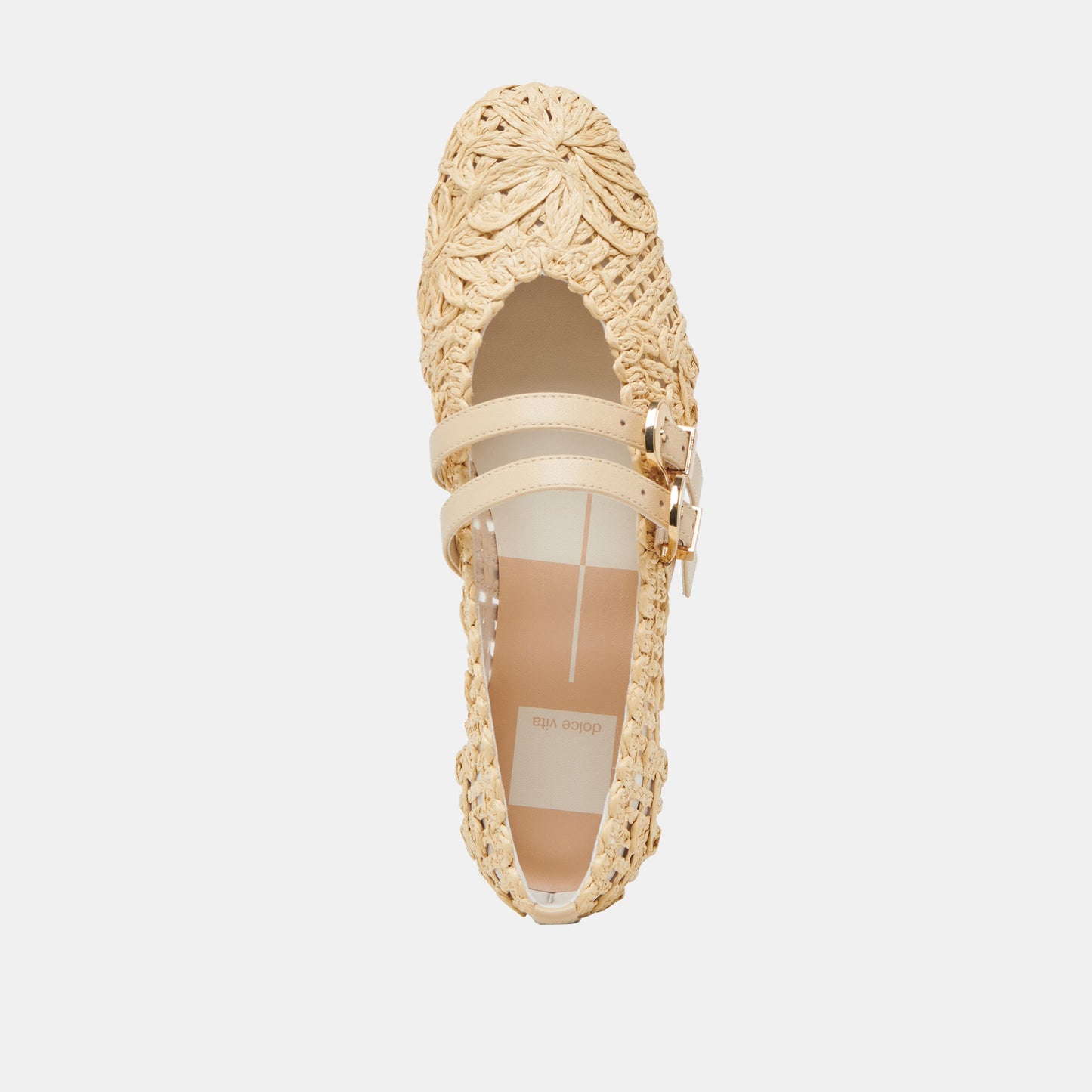 BAYLEE SUNFLOWER WIDE BALLET FLATS LT NATURAL MACRAME - Dolce Vita