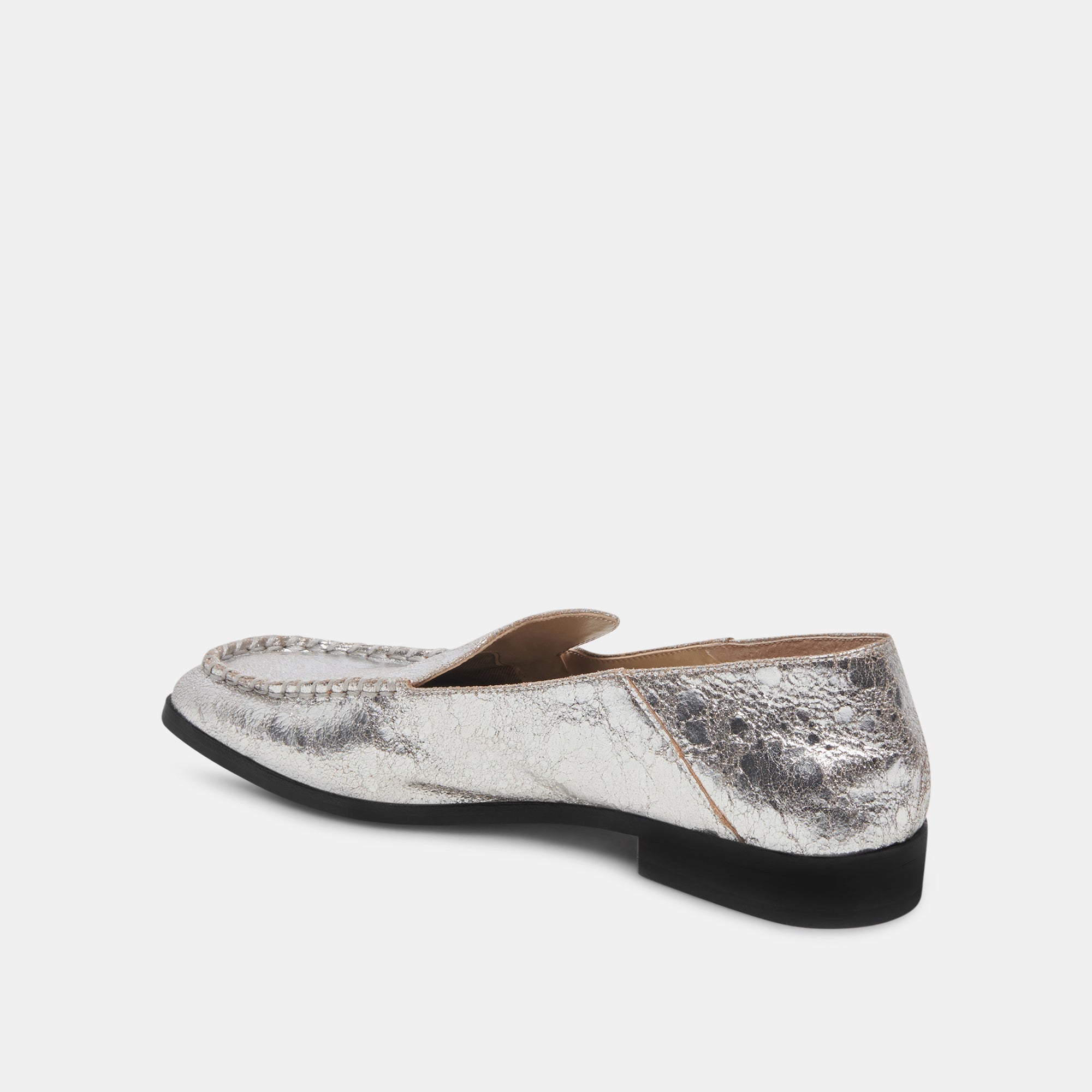 Beny Flats Silver Distressed Leather | Women Dolce Vita