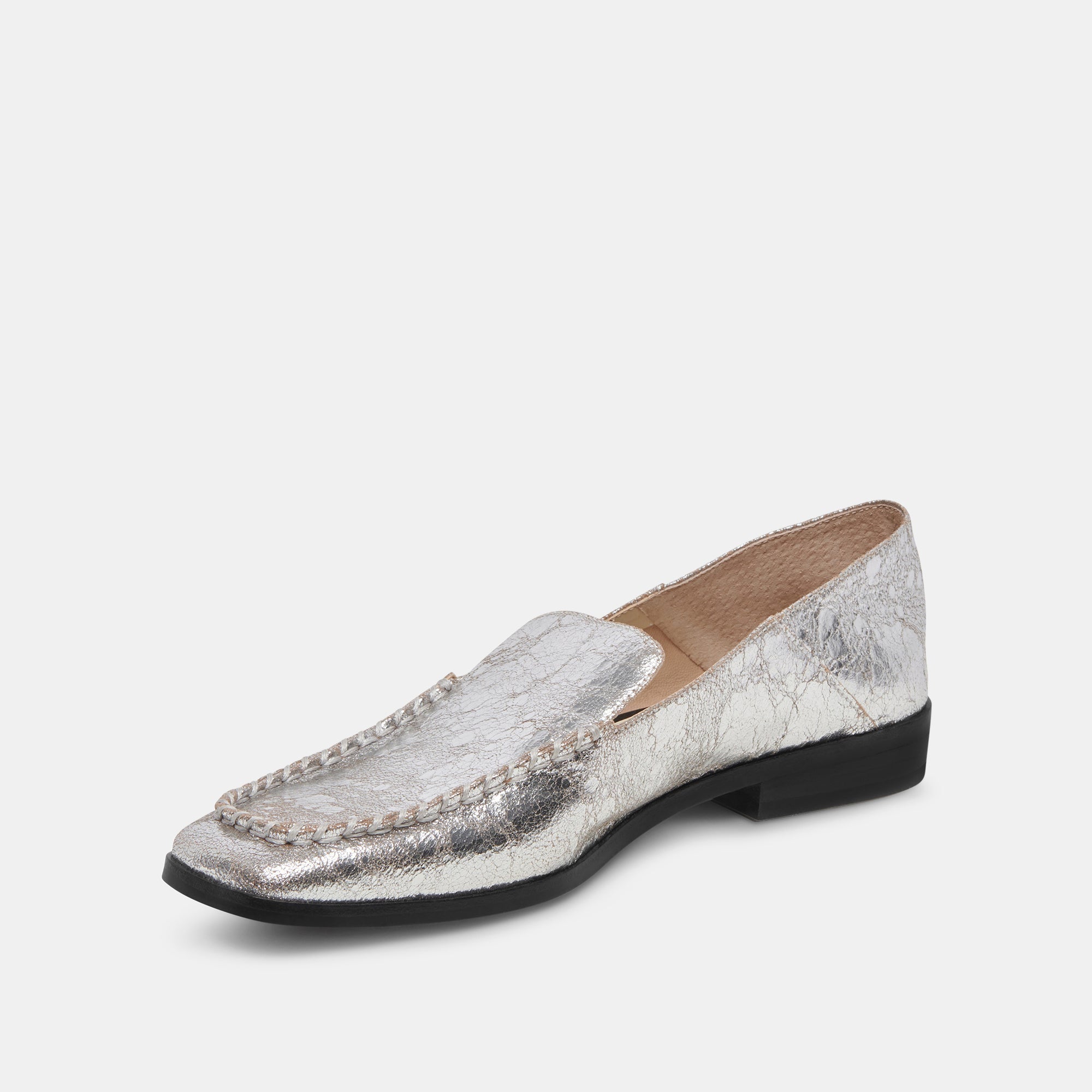 Beny Flats Silver Distressed Leather | Women Dolce Vita
