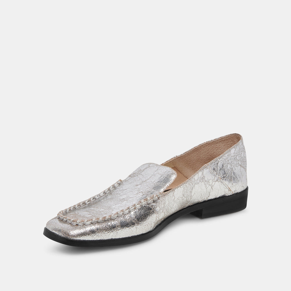 Beny Flats Silver Distressed Leather | Women Dolce Vita