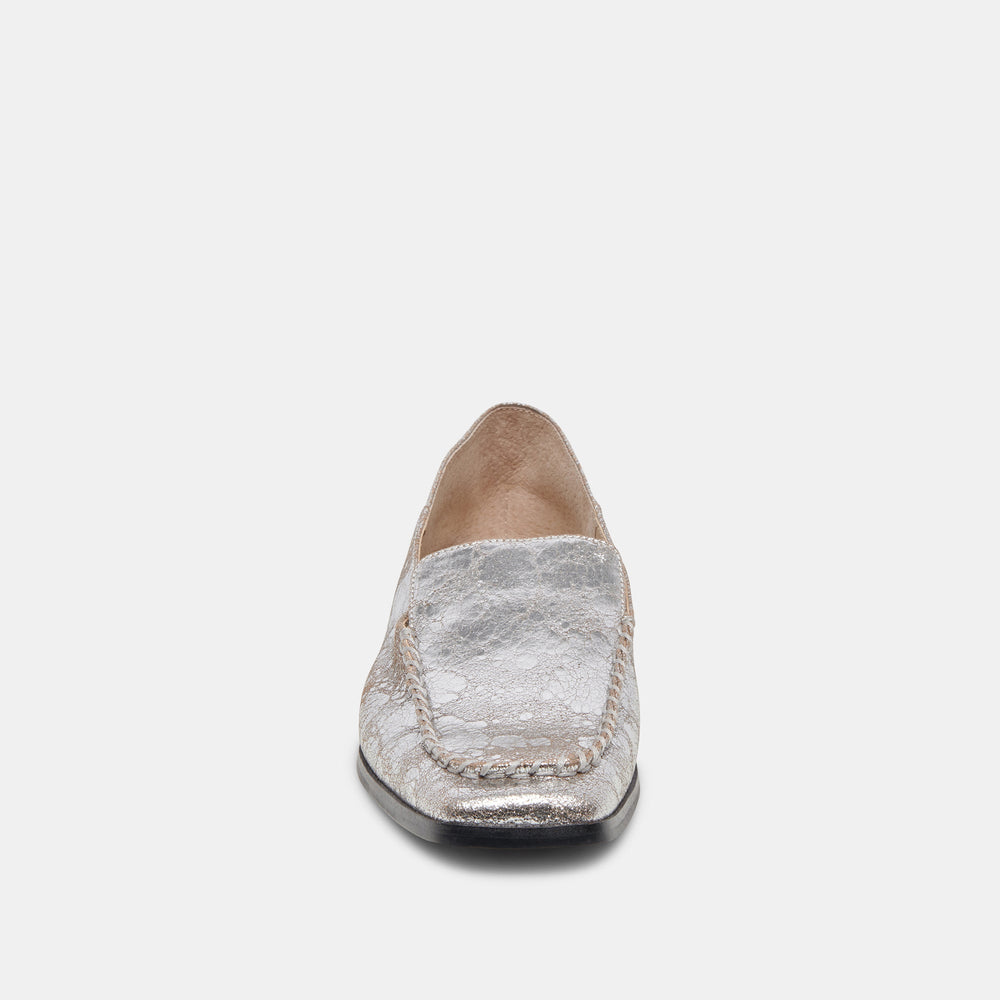 Beny Flats Silver Distressed Leather | Women Dolce Vita