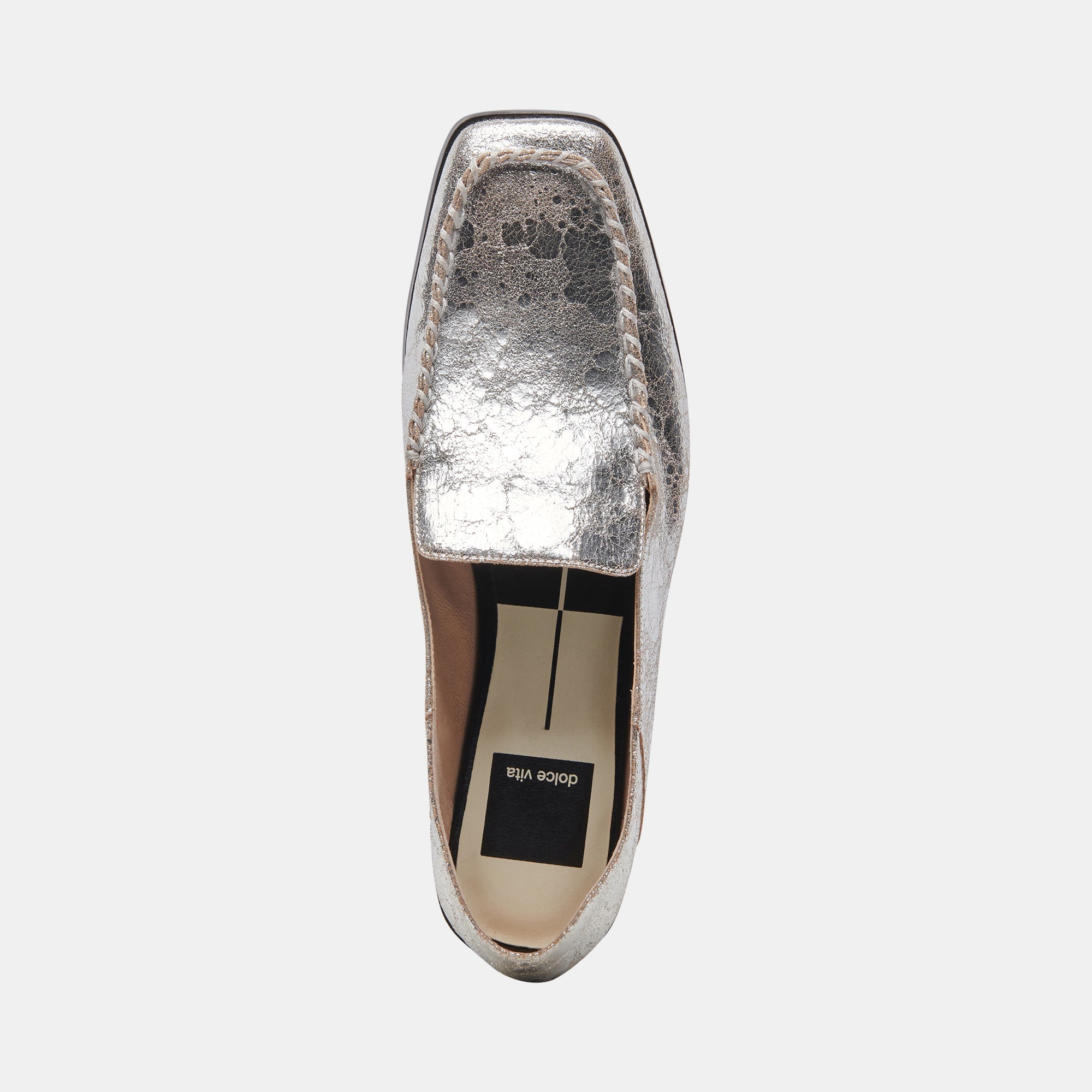 Beny Flats Silver Distressed Leather | Women Dolce Vita