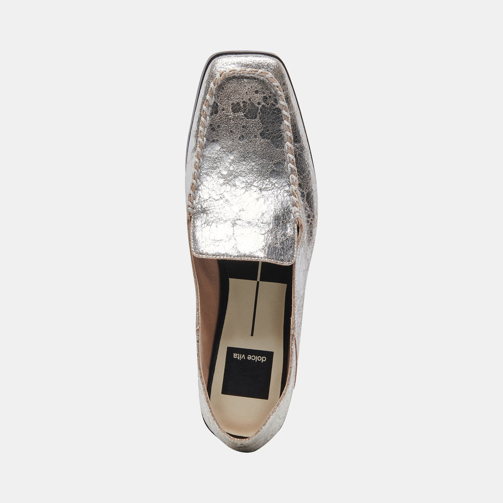 Beny Flats Silver Distressed Leather | Women Dolce Vita