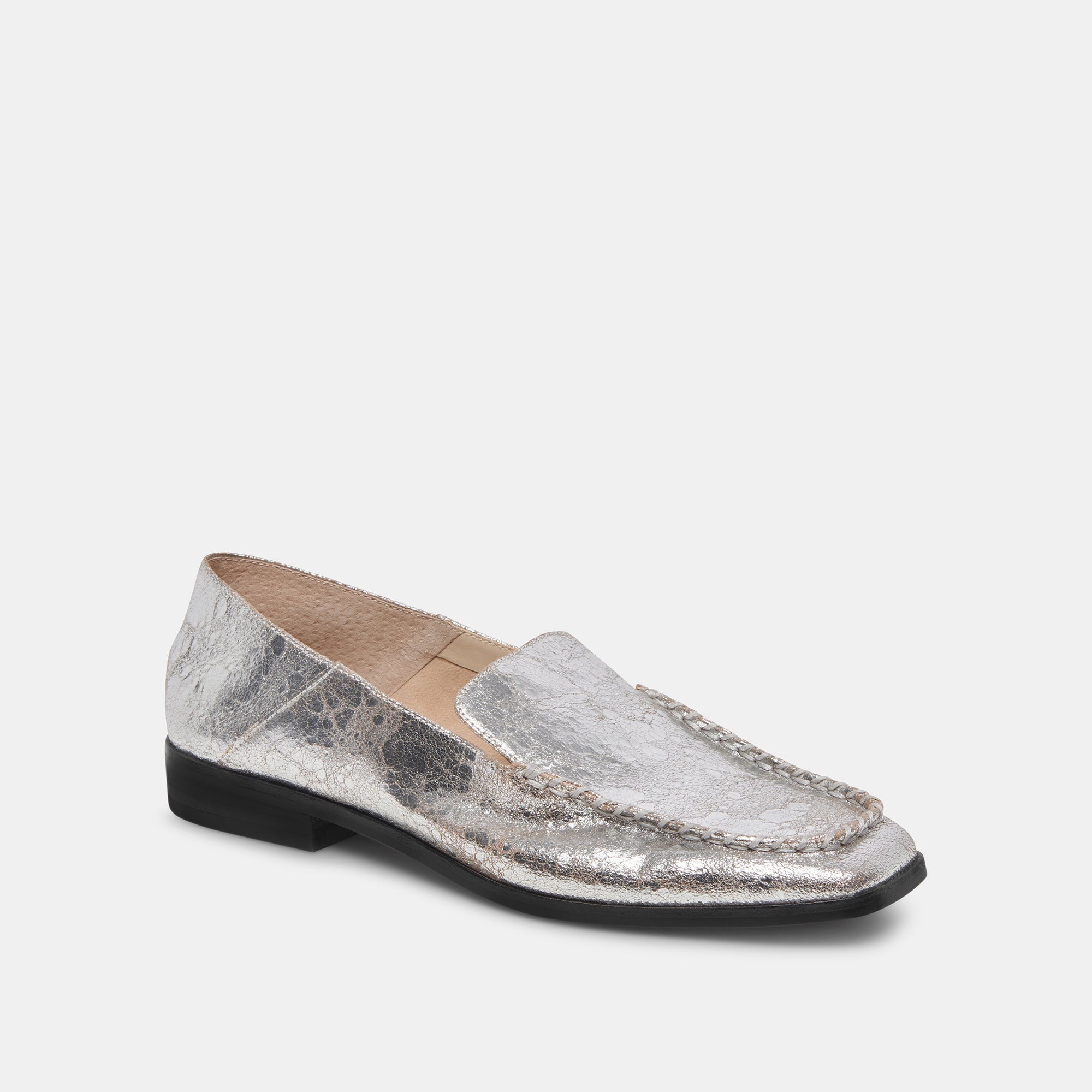 Beny Flats Silver Distressed Leather | Women Dolce Vita