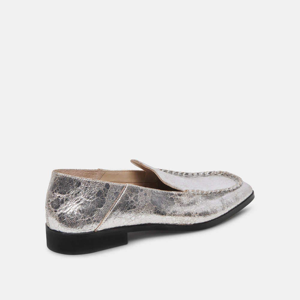 Beny Flats Silver Distressed Leather | Women Dolce Vita