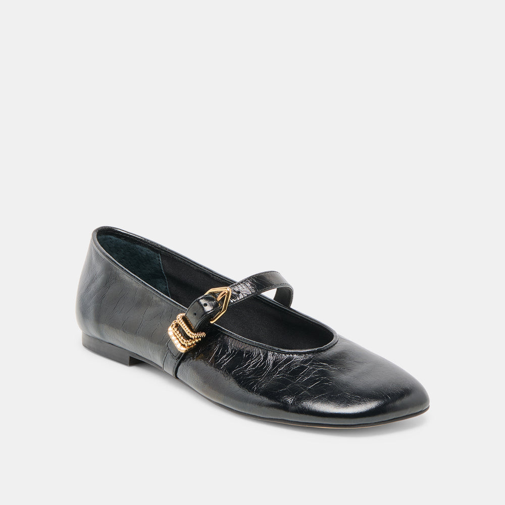 Alizza Midnight Crinkle Patent Ballet Flats | Dolce Vita Women