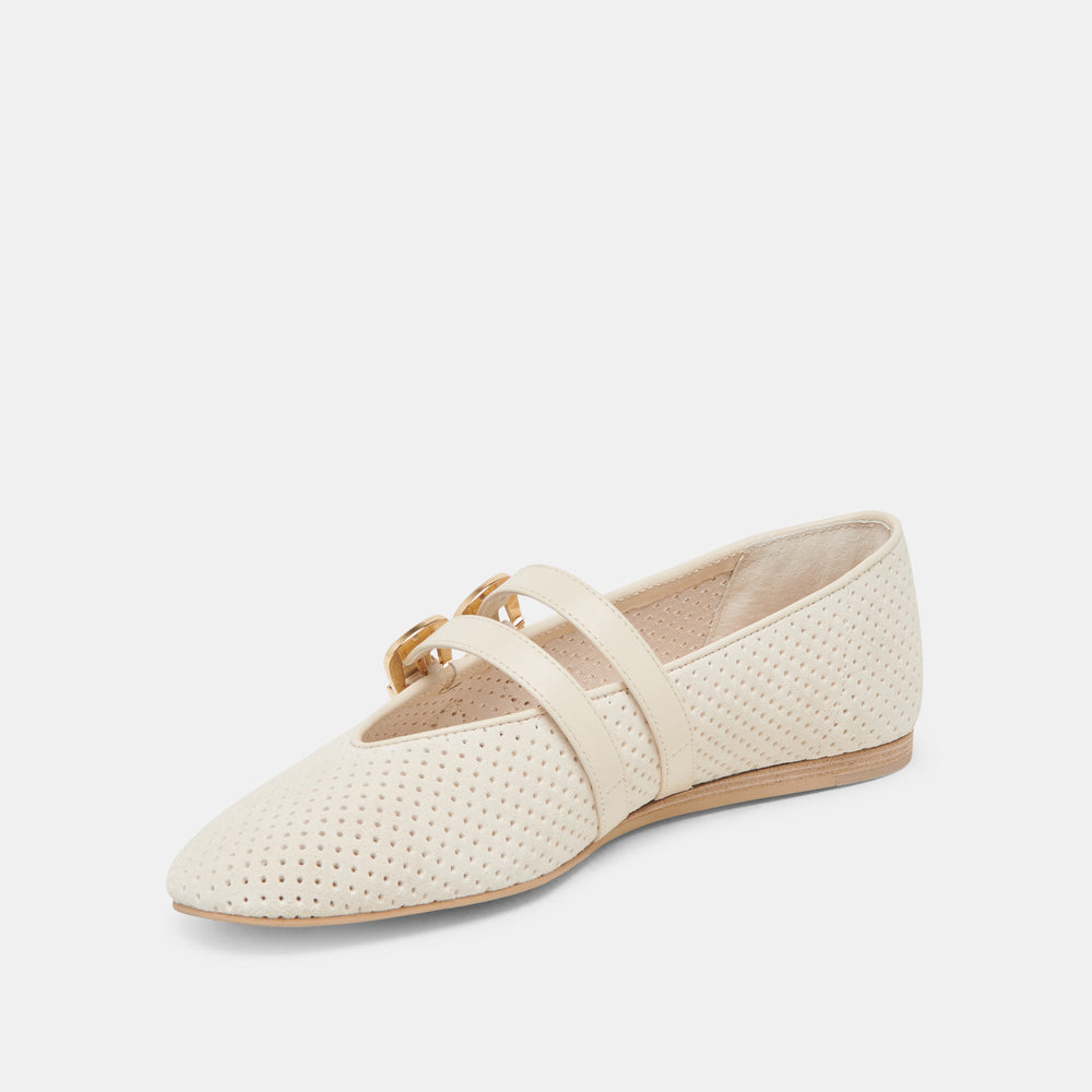 BAYLEE BALLET FLATS BONE PERFORATED SUEDE | Women Dolce Vita