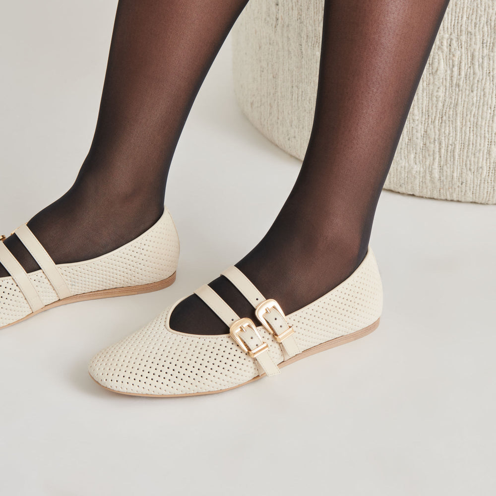 BAYLEE BALLET FLATS BONE PERFORATED SUEDE | Women Dolce Vita