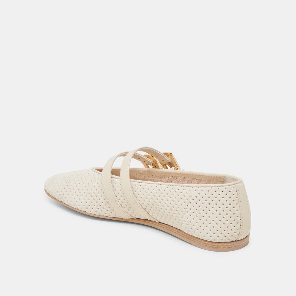 BAYLEE BALLET FLATS BONE PERFORATED SUEDE | Women Dolce Vita