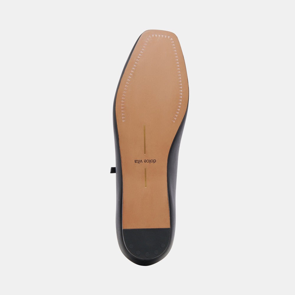 Reyes Wide Ballet Flats Black Leather | Dolce Vita Women