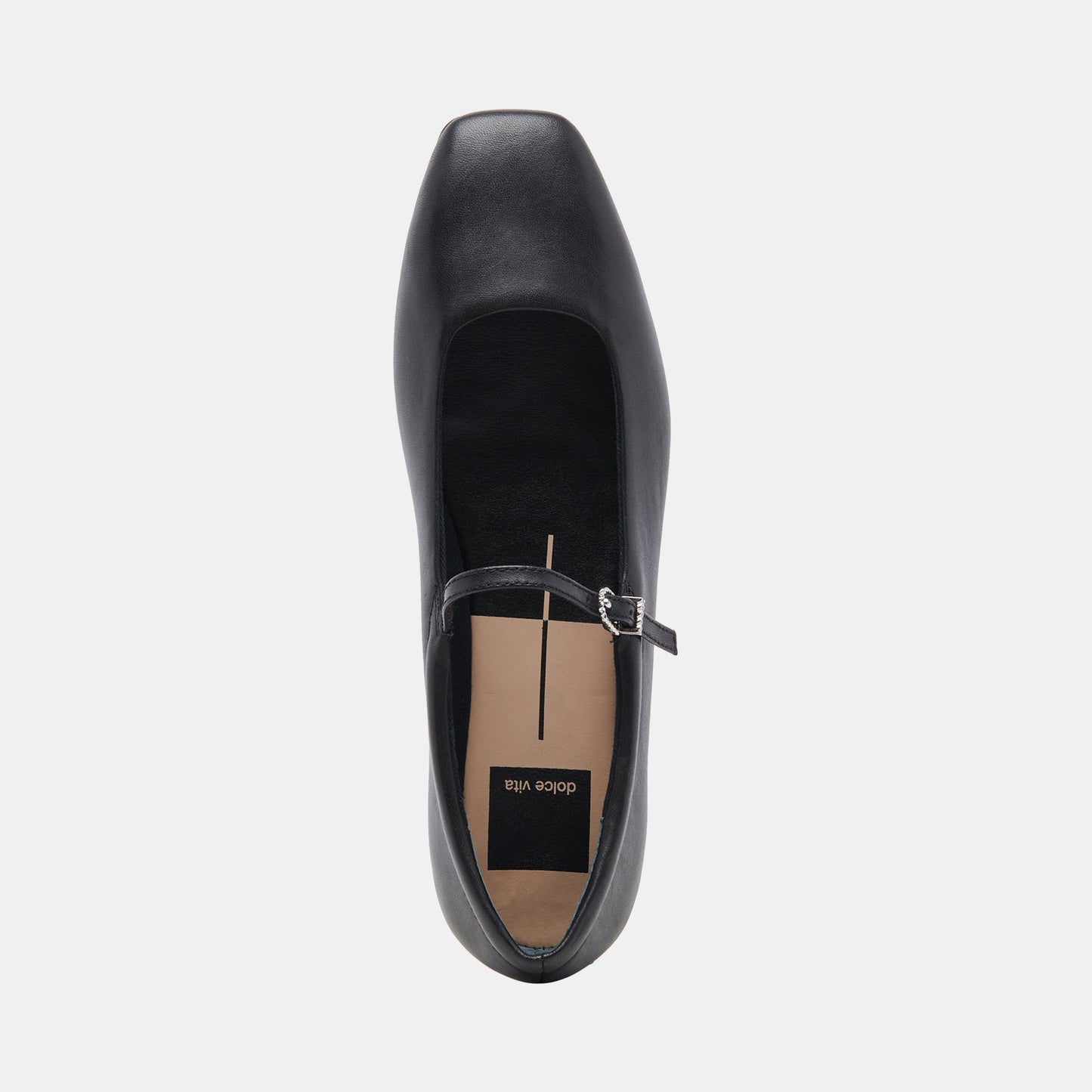 Reyes Wide Ballet Flats Black Leather - Dolce Vita