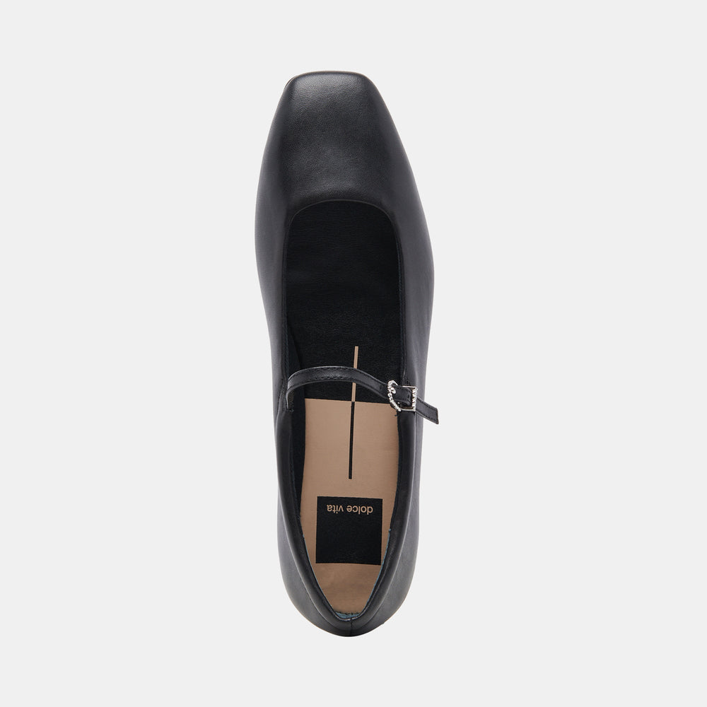 Reyes Wide Ballet Flats Black Leather | Dolce Vita Women