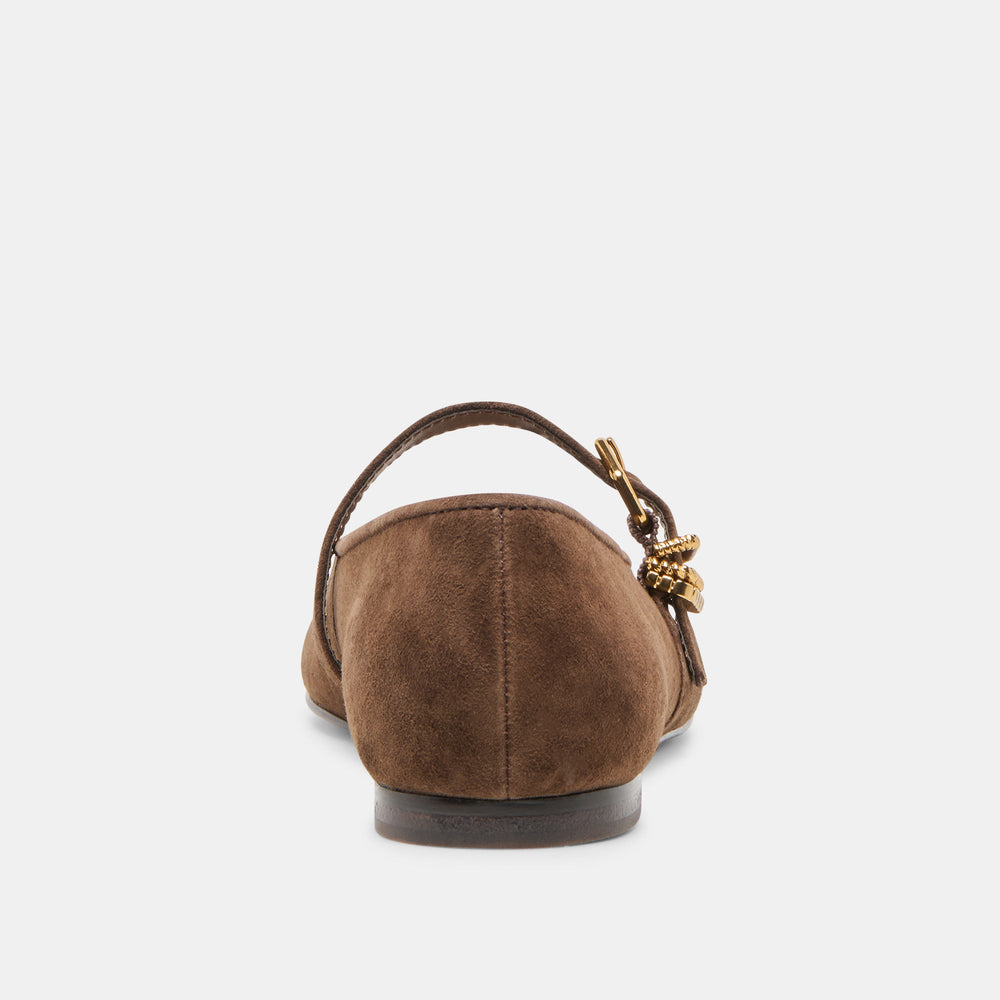 Alizza Dk Brown Suede Ballet Flats | Women Dolce Vita