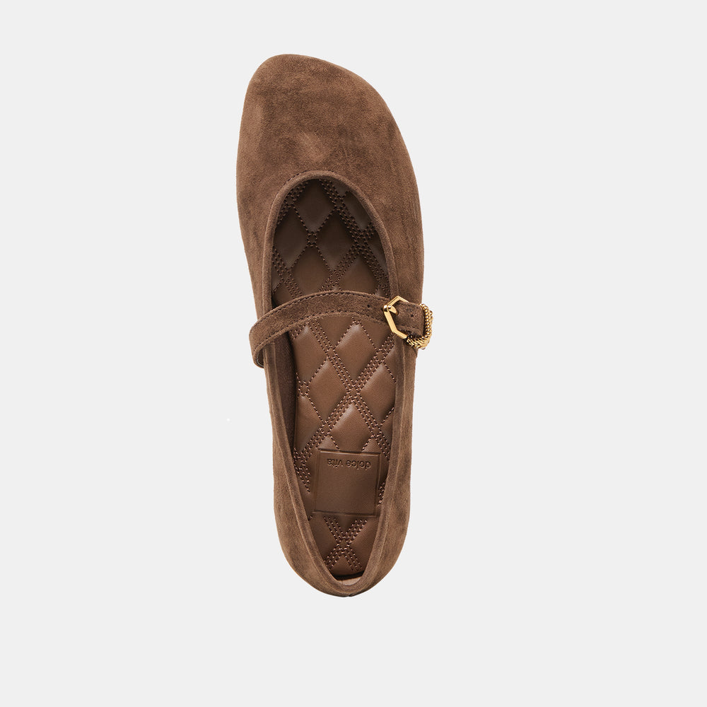 Alizza Dk Brown Suede Ballet Flats | Women Dolce Vita