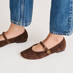 Alizza Dk Brown Suede Ballet Flats | Women Dolce Vita