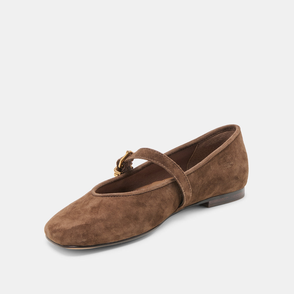 Alizza Dk Brown Suede Ballet Flats | Women Dolce Vita