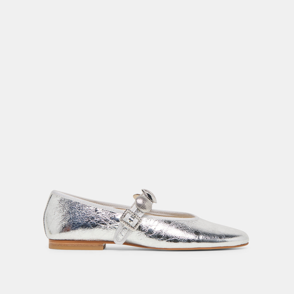Relan Silver Distressed Leather Ballet Flats | Dolce Vita Women