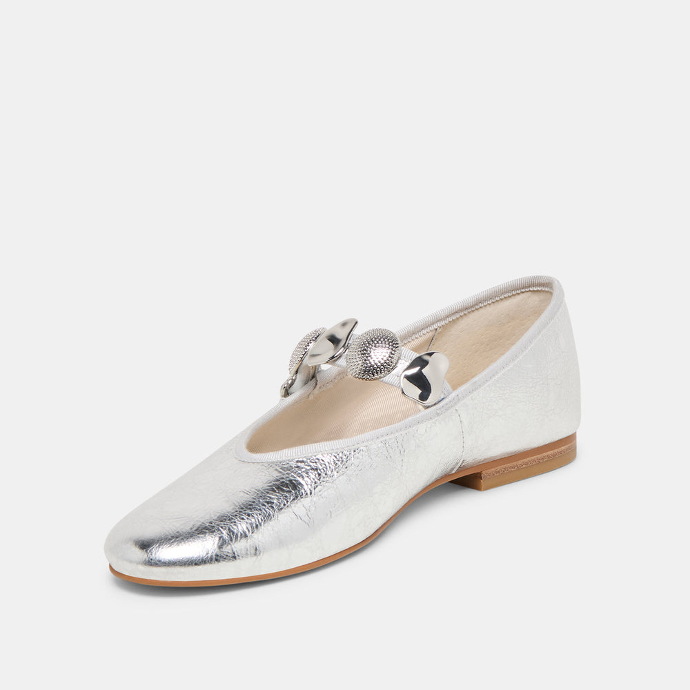 Relan Silver Distressed Leather Ballet Flats | Dolce Vita Women