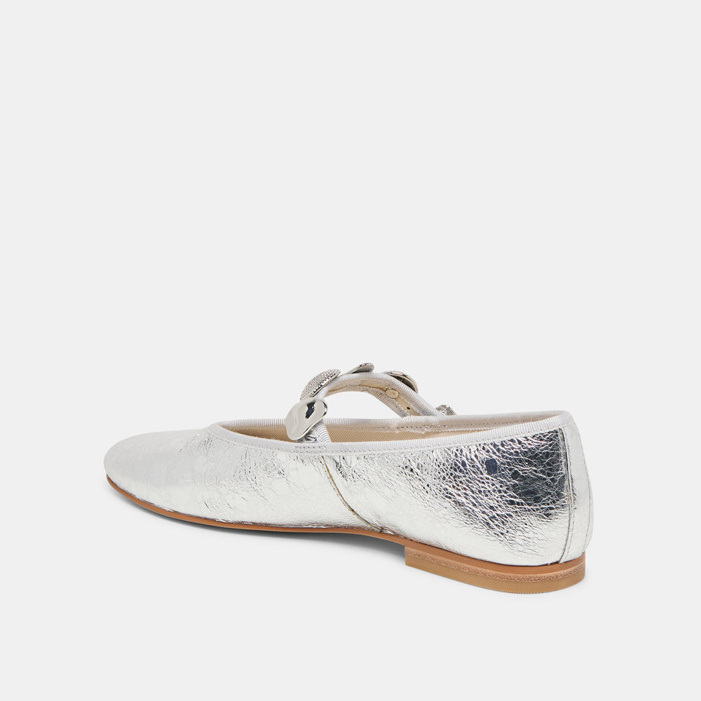 Relan Silver Distressed Leather Ballet Flats | Dolce Vita Women