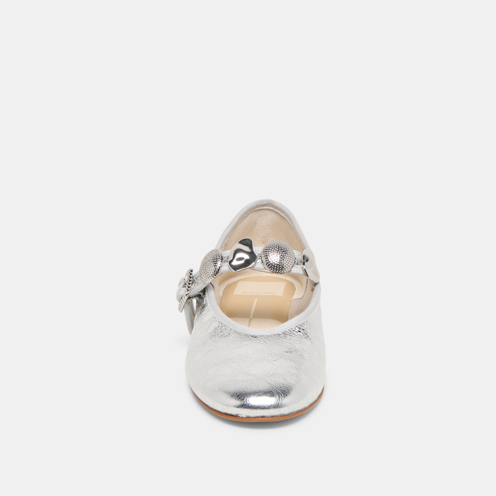 Relan Silver Distressed Leather Ballet Flats | Dolce Vita Women