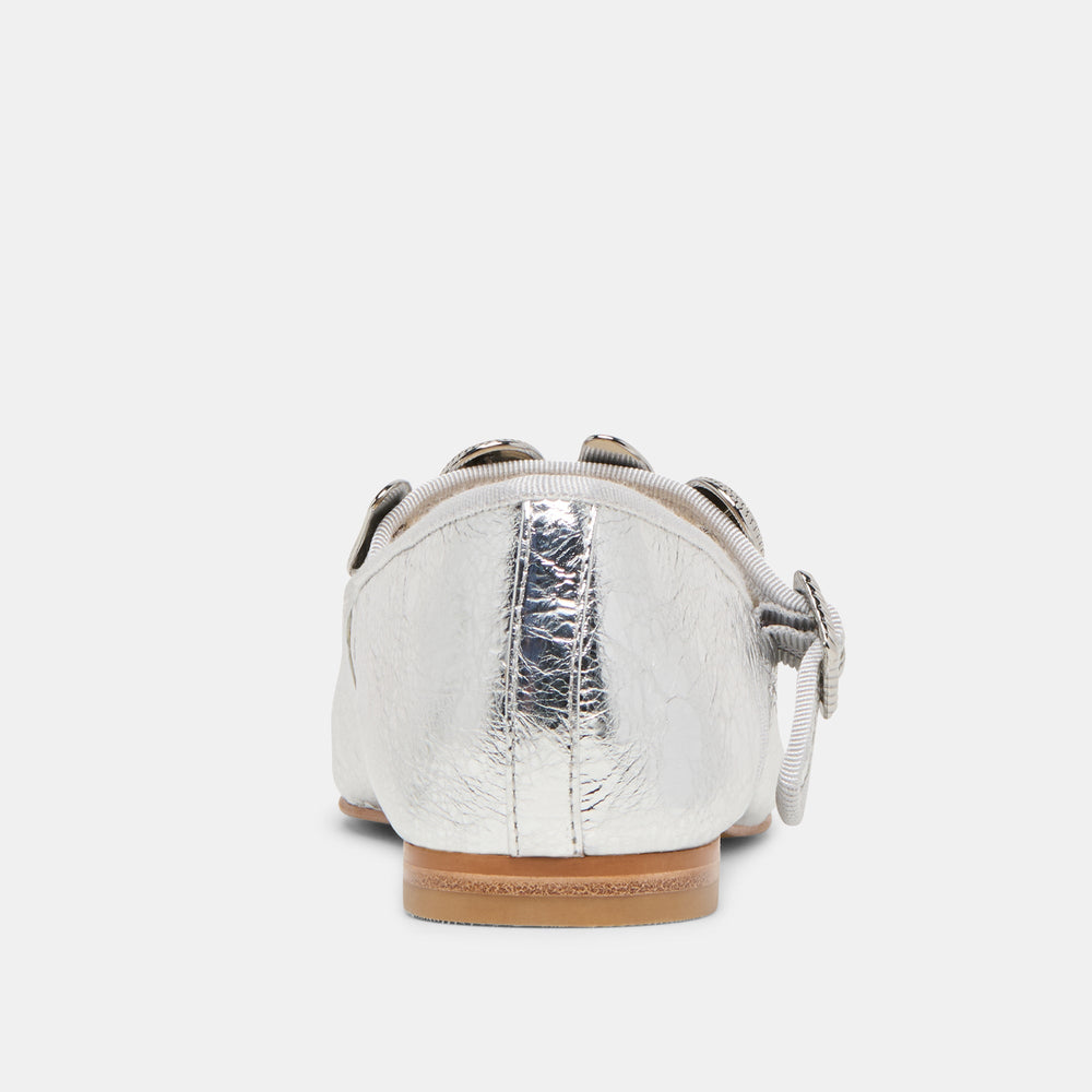 Relan Silver Distressed Leather Ballet Flats | Dolce Vita Women
