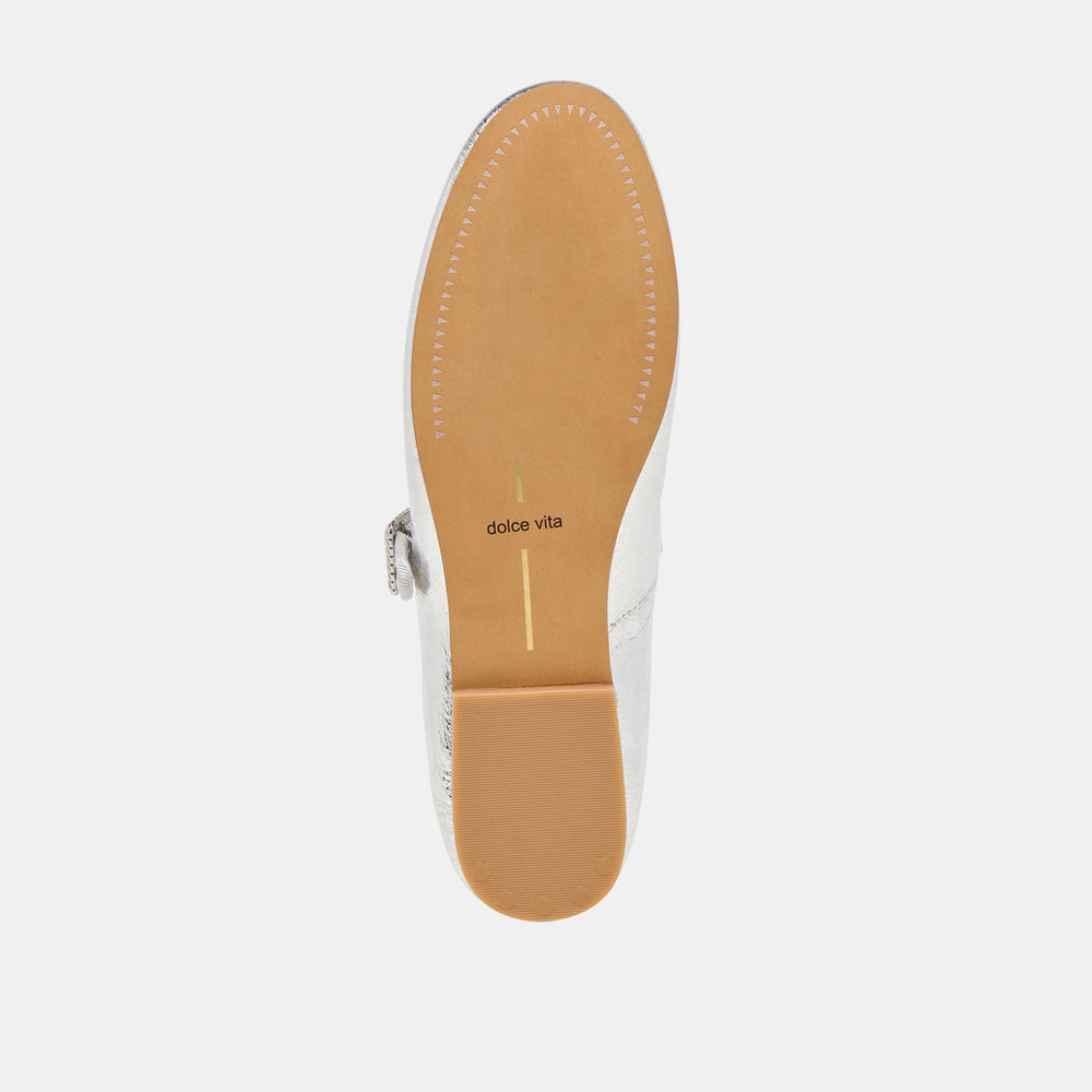 Relan Silver Distressed Leather Ballet Flats | Dolce Vita Women