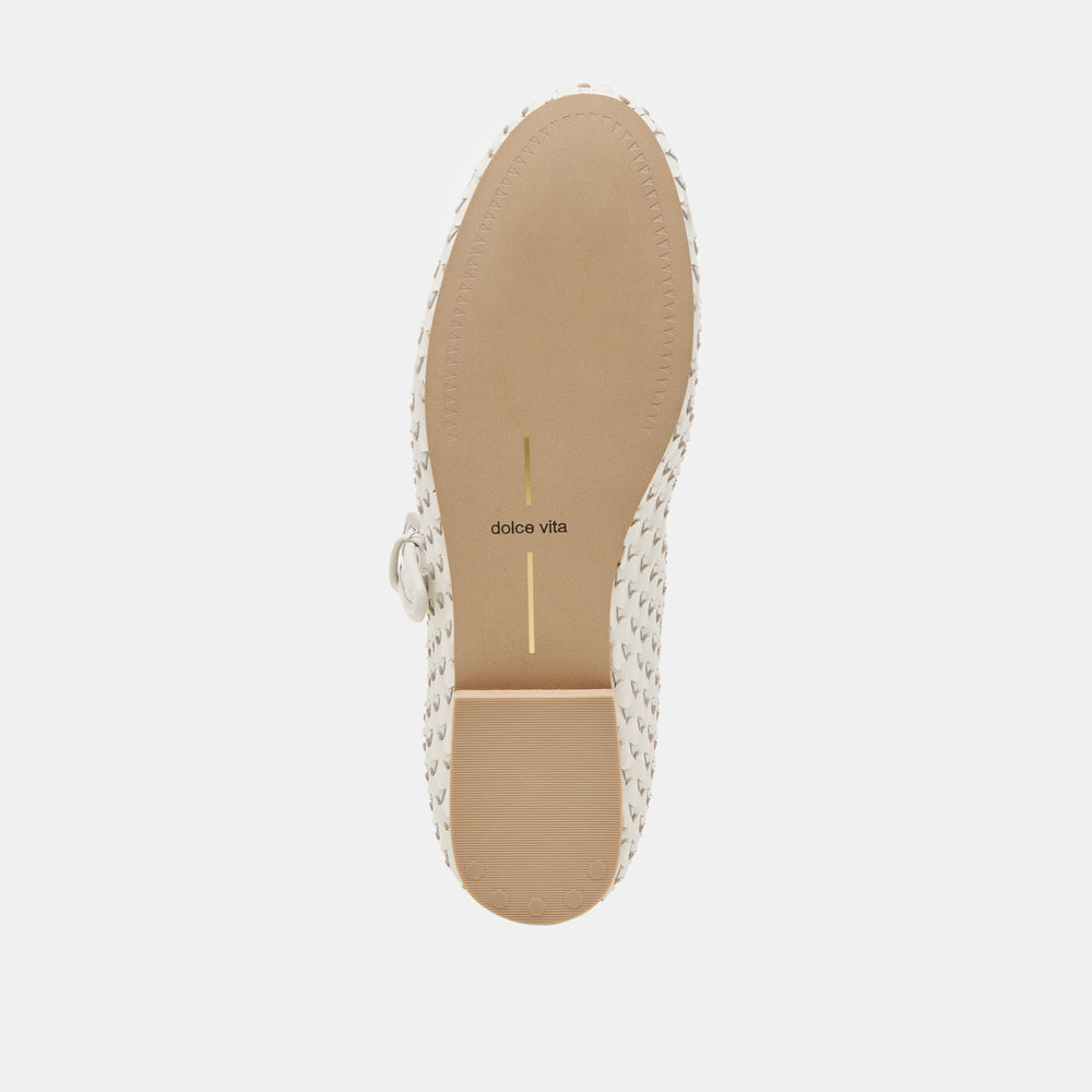 Roslyn True White Woven Leather Ballet Flats | Women Dolce Vita