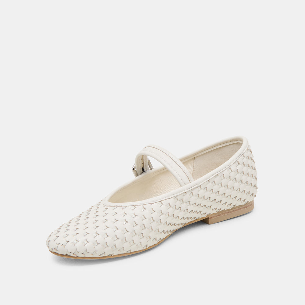Roslyn True White Woven Leather Ballet Flats | Women Dolce Vita