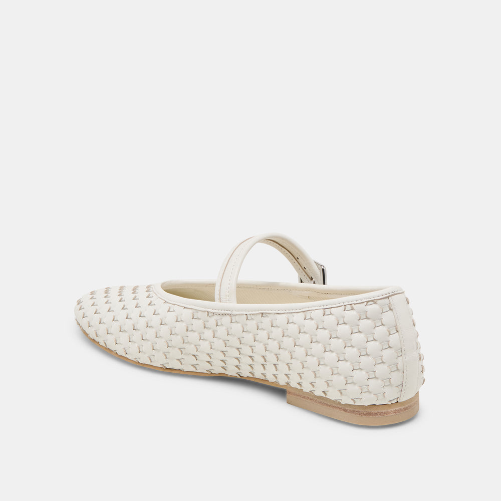 Roslyn True White Woven Leather Ballet Flats | Women Dolce Vita