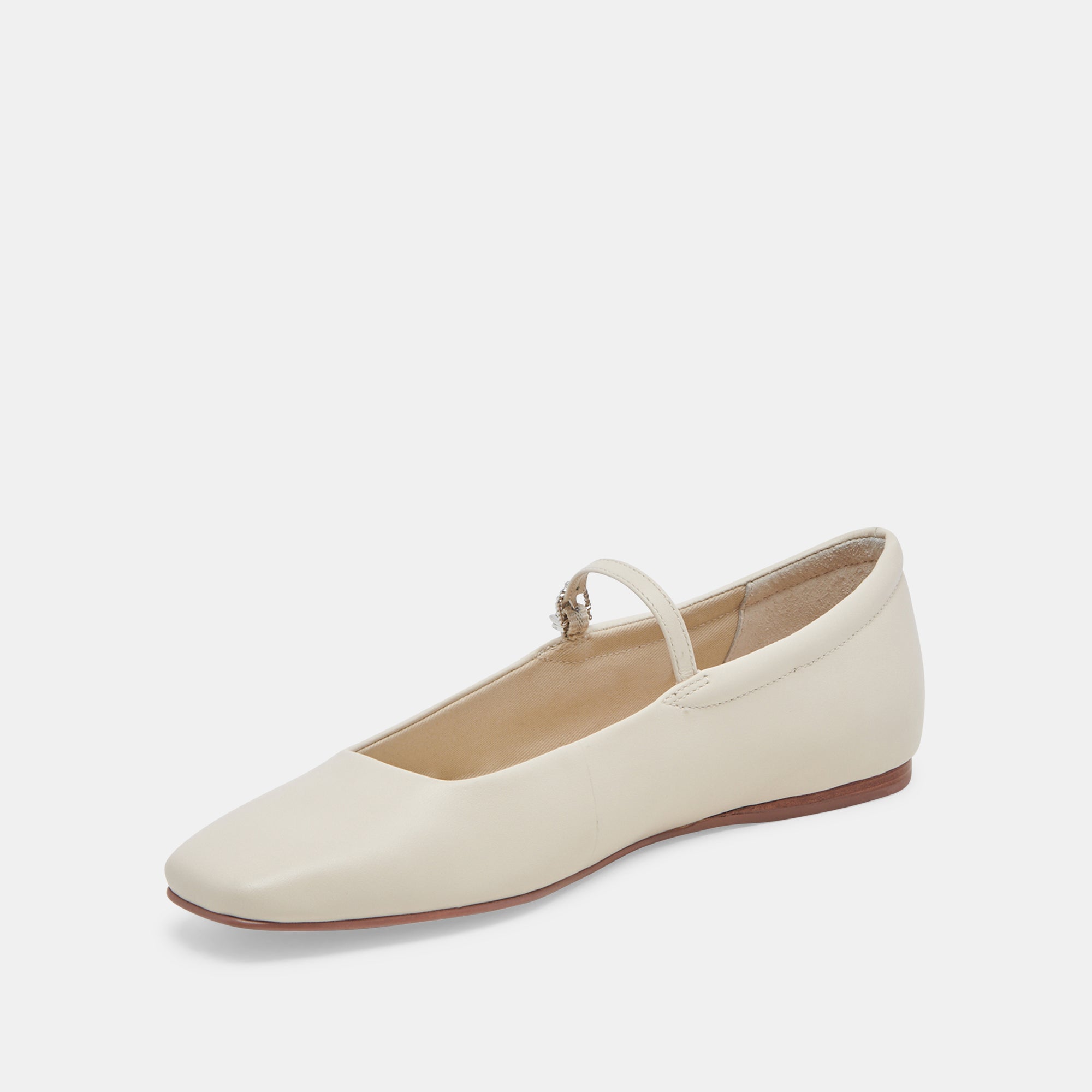 Reyes Wide Ballet Flats Ivory Leather | Women Dolce Vita