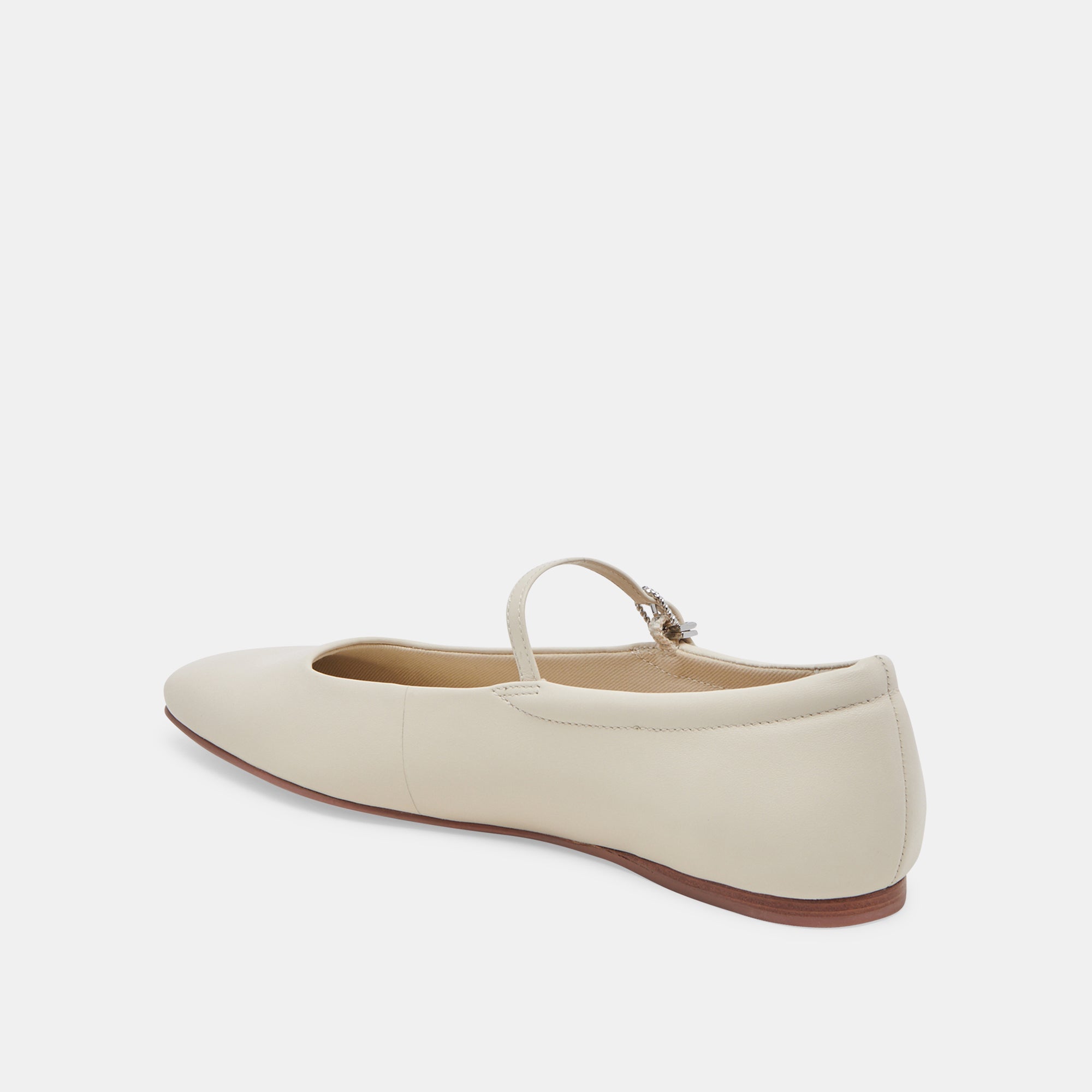 Reyes Wide Ballet Flats Ivory Leather | Women Dolce Vita