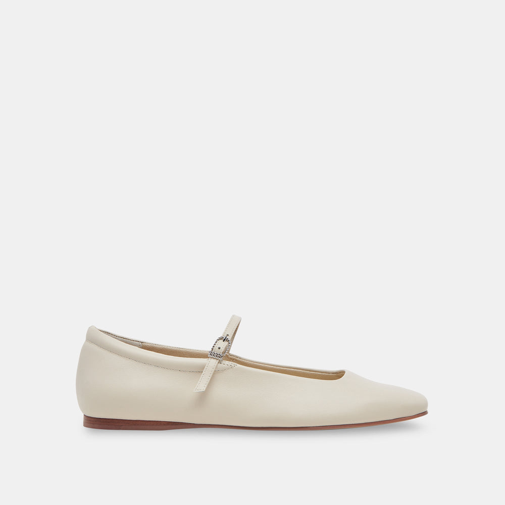 Reyes Wide Ballet Flats Ivory Leather | Women Dolce Vita