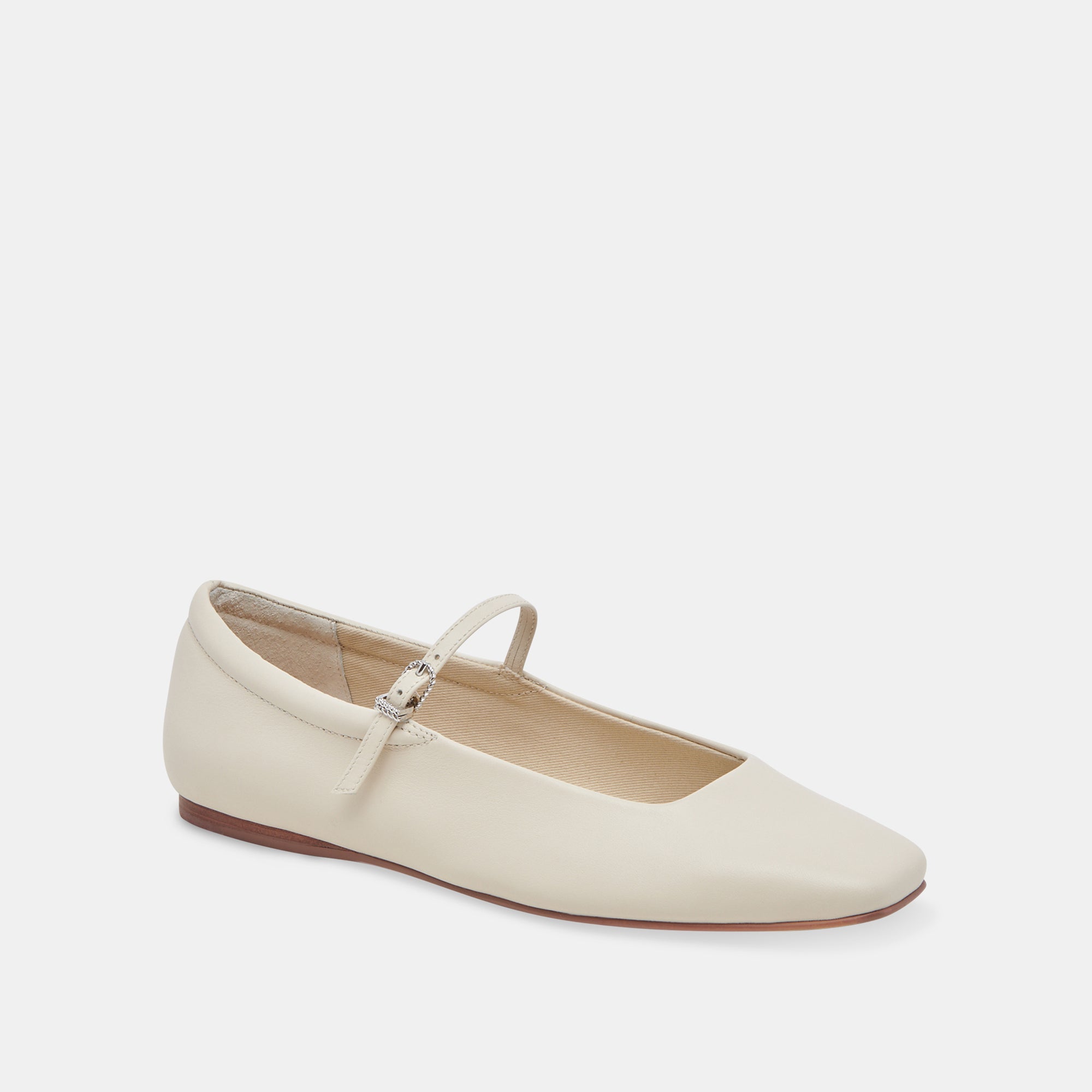 Reyes Wide Ballet Flats Ivory Leather | Women Dolce Vita