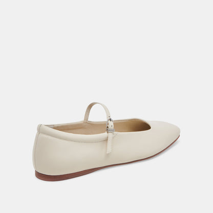 Reyes Wide Ballet Flats Ivory Leather - Dolce Vita