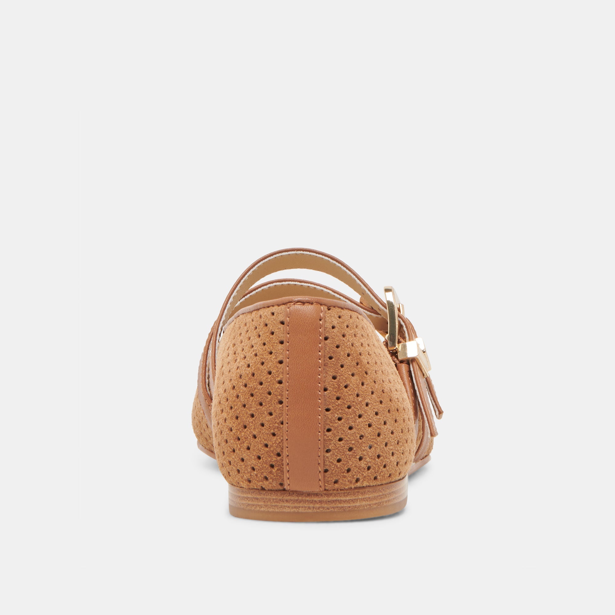 Baylee Wide Pecan Perforated Suede Ballet Flats | Women Dolce Vita