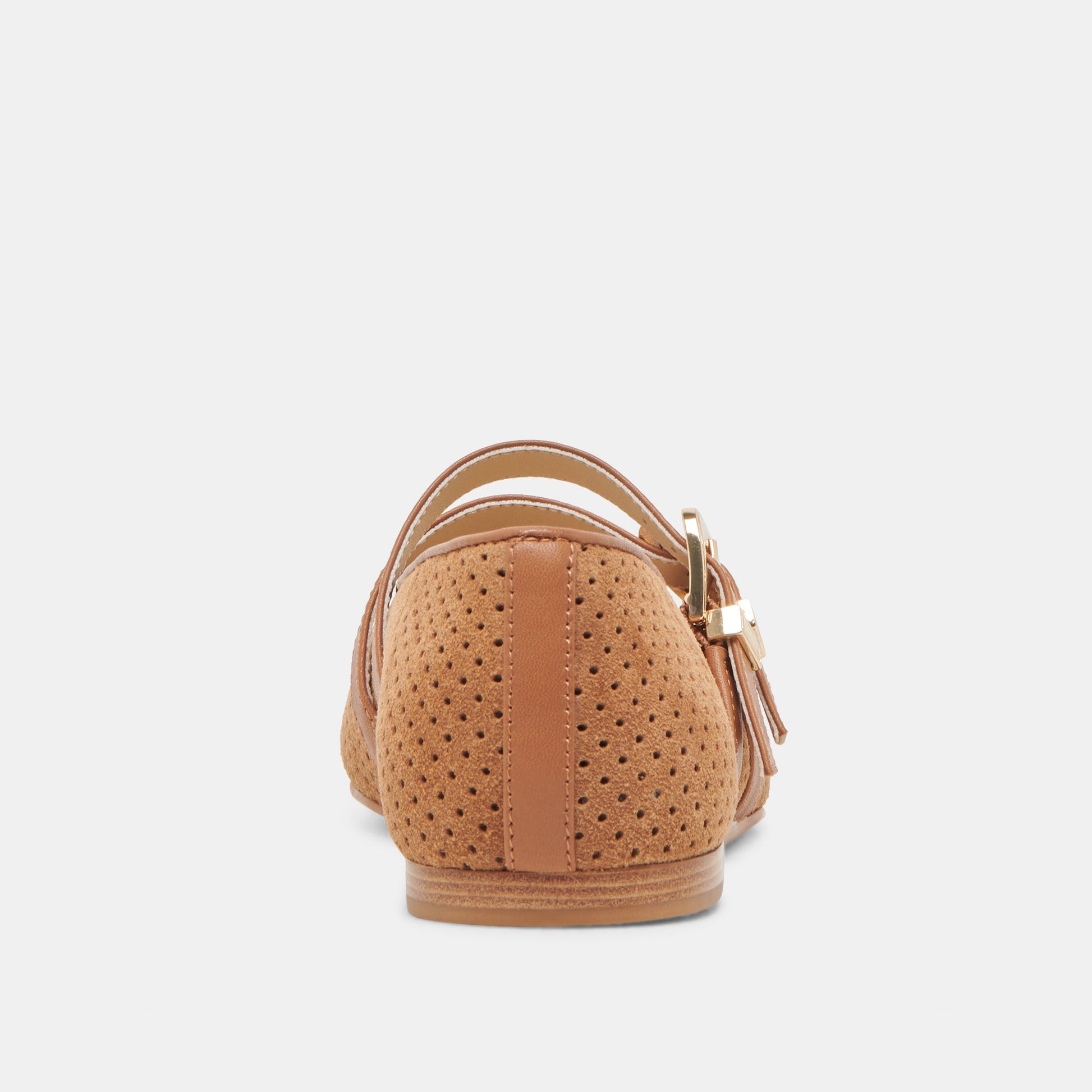 Baylee Wide Pecan Perforated Suede Ballet Flats - Dolce Vita